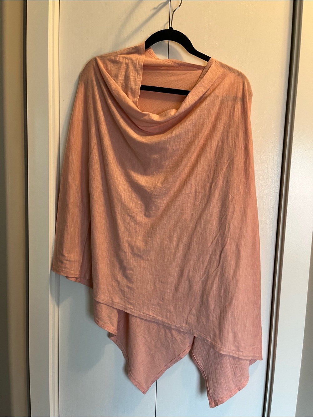 Peach Draped Cowl Neck Poncho